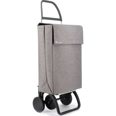 Carro compra 4 ruedas bolsa cuadrada jean tweed 4 gris