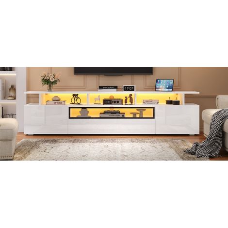 Armoire de télévision de 1803845 cm. Armoire en finition brillante pour la présentation des téléviseurs. L’armoire comprend deux compartiments et une étagère. (1/5)