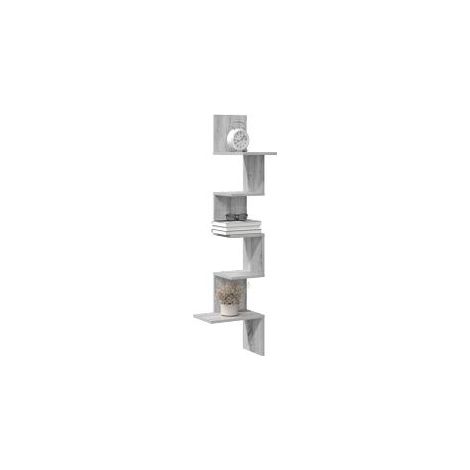 Étagère d'angle murale sonoma gris 32x32x127,5 (1/5)