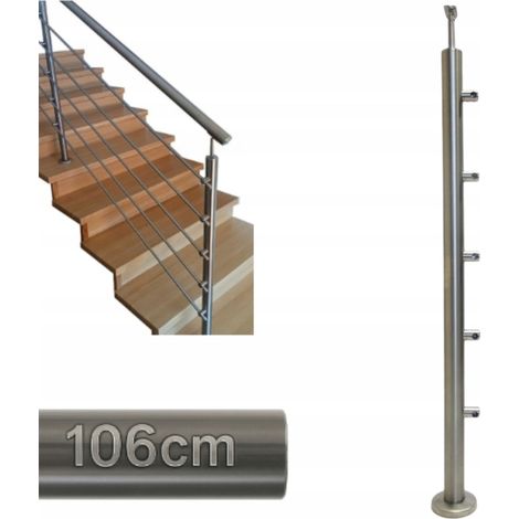Poteau de garde-corps - 106 x 4,24 cm - Acier inoxydable - Résistant et réglable - Design moderne