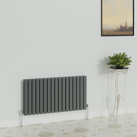WarmeHaus Horizontal 600x1156mm Flat Radiator Anthracite Double (1/5)