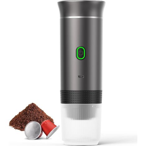 Machine à café espresso portable 3-en-1, rechargeable – compatible multi-capsules, idéale camping et maison-Gris (1/5)