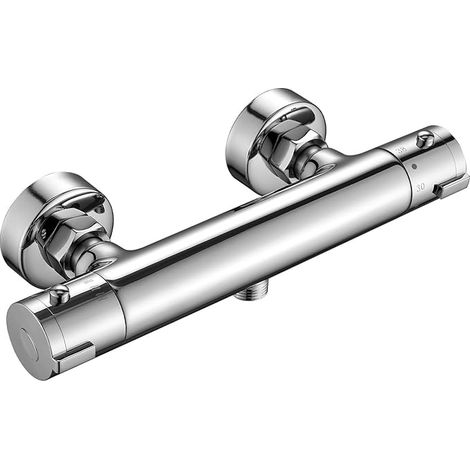 Mitigeur thermostatique de douche, robinet de douche avec verrouillage de sécurité à 40° C, robinet thermostatique pour la douche, détachable pour nettoyage, chromé (1/5)
