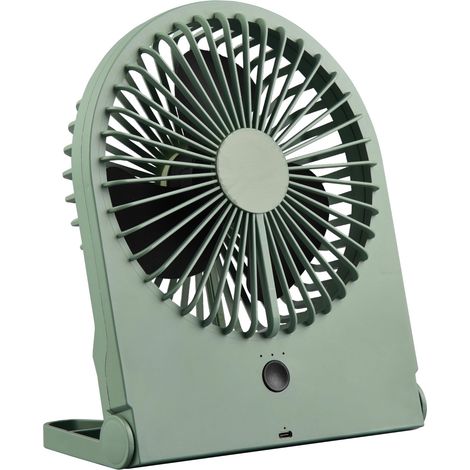Ventilateur de table, plastique vert pistache, 2 watts, à piles, USB-C, 3 niveaux (1/5)