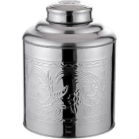Boîte à thé portable en acier inoxydable, boîte à thé hermétique pour thé en vrac-11.00X8.80X5.50CM-Silver (1/3)