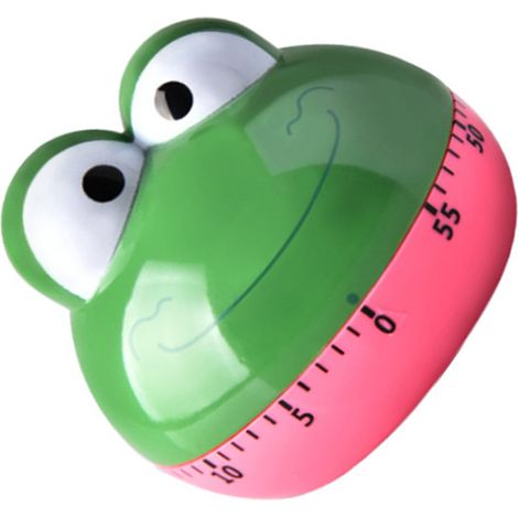 Minuteur mécanique de cuisine forme grenouille, précision 60 minutes, minuteur manuel pour étudiants, chronomètre alimentaire cartoon (1/5)