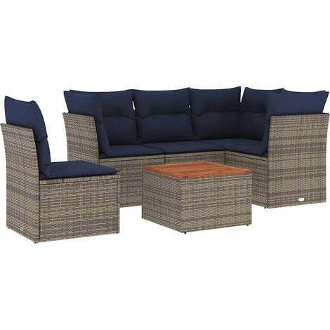 Maison Exclusive - 6-tlg. Garten-Sofagarnitur mit Kissen Grau Pol