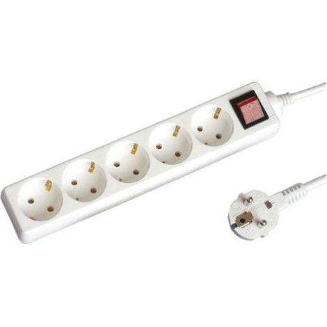 Base multipla a 5 prese con interruttore da 1,5 m di cavo bianco 3x1mm GSC 0000005