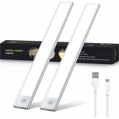 pièces LED sous meuble lumineux, bande LED rechargeable 30 cm éclairage de cuisine avec détecteur de mouvement éclairage d'armoire bande lumineuse éclairage d'armoire pour cuisine, placard, coffre, e (1/5)