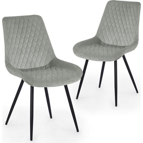 Lot de 2 chaises design en velours gris YOLA (1/5)