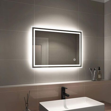 EMKE 500X700 mm LED Illuminated Bathroom Mirror with Lights and Demister Pad, Wall Mounted Touch Sensor Bathroom Mirror (1/5)