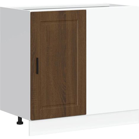 Armoire de cuisine Porto 86 x 46 x 81 cm grand espace de rangement pieds réglables finition moderne en bois d'ingénierie marron (1/5)