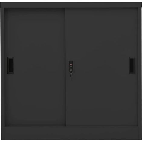 Armadio Ufficio Anta Scorrevole Antracite 90x40x90cm Acciaio DAS725633 (1/5)