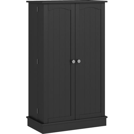 Armoire de cuisine avec 2 portes et 16 étagères, meuble moderne avec étagères réglables, 60 x 30 x 104 cm, noir (1/5)