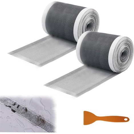 Filtre Douche - Lot de 2 - PVC Gris - Adhésif Anti Cheveux - Salle de Bain Cuisine - 120mm x 5m (1/5)
