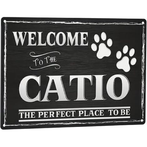 Plaque métallique murale 20x30 cm – Décoration rustique de chat avec empreintes de pattes, décoration suspendue intérieur/extérieur pour maison, garage, café et ferme (1/5)