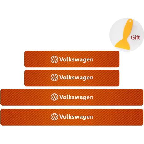(Pour Volkswagen,orange) 4 protections de seuil de porte en fibre de carbone anti-rayures pour Volkswagen Golf 7,5,4,Passat B6 Mk4 et VW Tiguan Mk7 (1/3)