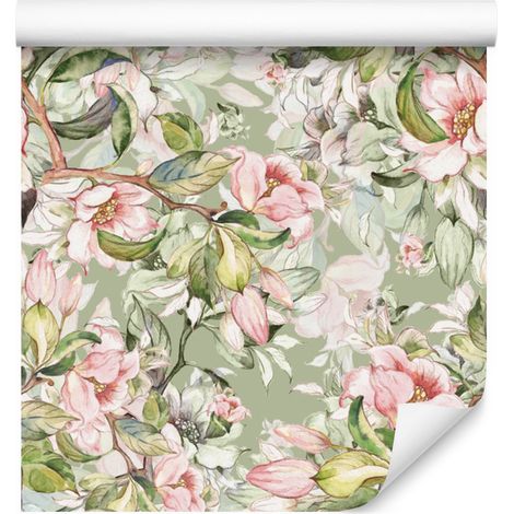 Papel pintado Flores de Primavera en estilo acuarela para salón y dormitorio 50x1000 cm (1/5)