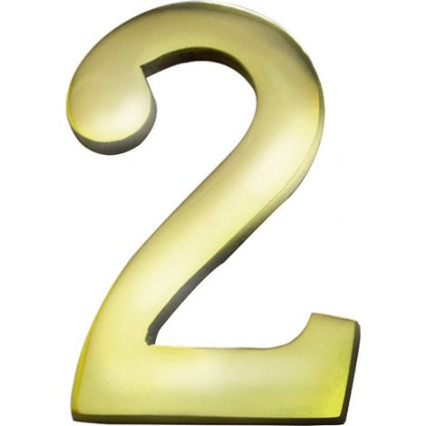 Numero 2 EDM con fissaggio invisibile in ottone lucido da 10 cm
