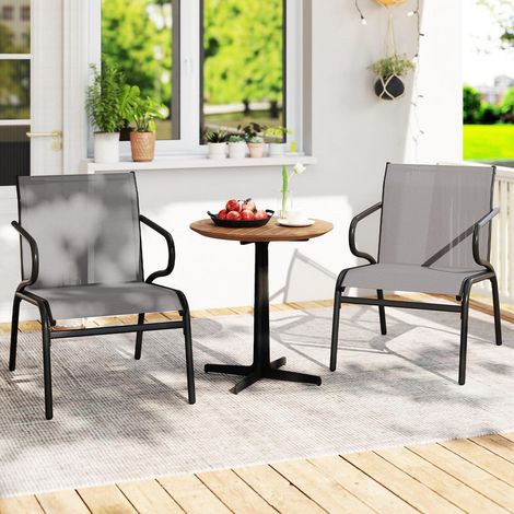 Lot de 2 chaises de jardin, tissu respirant à séchage rapide, structure métal, pour terrasse balcon piscine (1/5)