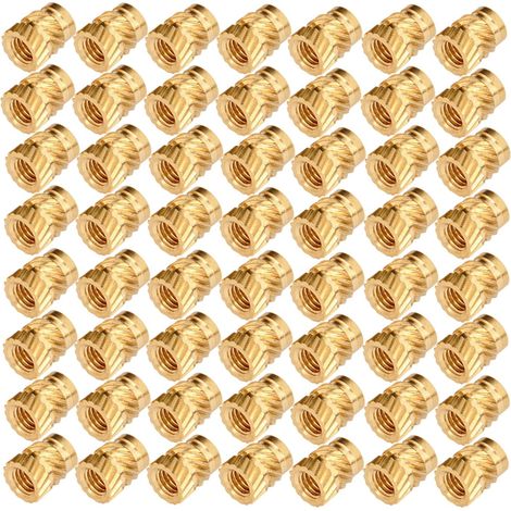 Écrous à insert en laiton moleté et résistant la chaleur, lot de 100 (1/5)