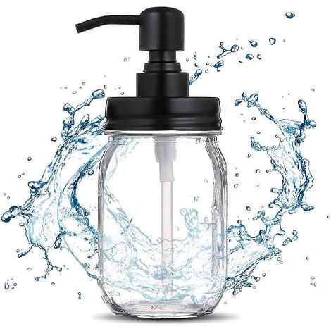 Distributeur de savon en bocal Mason, décoration élégante pour votre cuisine ou salle de bain, compatible avec les liquides épais, pompe en acier inoxydable antirouille, réutilisable (1/4)