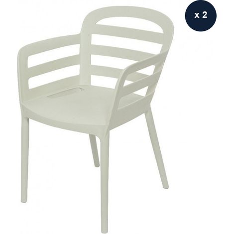 Lot de 2 chaises de jardin Boston Blanc - Jardideco (1/2)