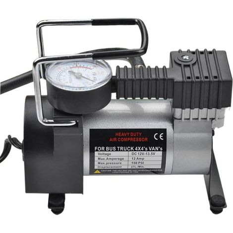 Compresseur 12V CC portable – manomètre, long câble – pneus, moto, vélo, ballon (1/5)