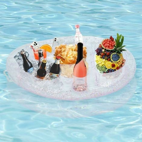 Inflatable Pool Drink Holder, Floating Pool Bar with 8 Holes, Portable Inflatable Drink Holder, Floating Pool Bar, Floating Tray for Pool & Spa, Party, Beach (1/5)