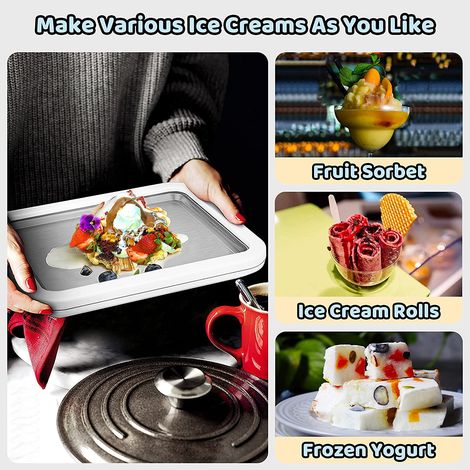 Eisrollenmaschine mit Dessertplatte und Sofortkühlplatte, für Rolleneis, Softeis, Smoothies, Joghurt, Sorbet, Gelato (1/3)