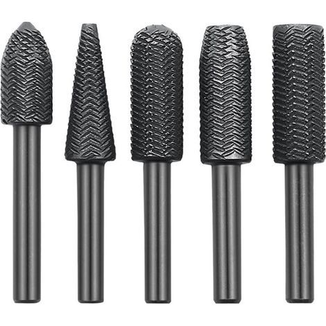 Geprägte Stahl-Rotationsfeile, 5-teilig, 6 mm, elektrischer Schleifkopf, Spezialformfeile, Weichmetall, Bohrung (1/5)