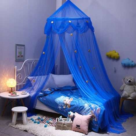 Moskitonetz-Betthimmel für Kinder, Babys, Mädchen, Jungen, Traumstern-Stil, Blau, leicht und atmungsaktiv, 360-Grad-Mückenschutz, geeignet für Kinder, Kleinkinder und Sommermücken (1/5)