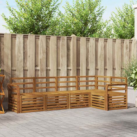 vidaXL Set divano sezionale 5 pcs Naturale Legno di Acacia