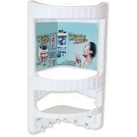 TrAdE Shop Traesio - Organizer In Plastica 3 Ripiani Mensole Angolare Con Bagno Doccia Accessori - (1/2)