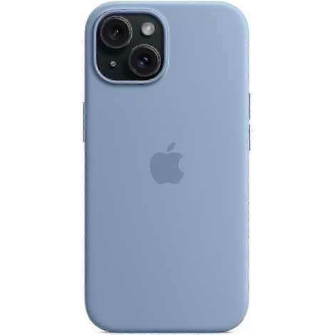 Coque compatible avec iPhone 15 et MagSafe, en silicone anti-rayures - Rouge/Bleu clair (1/3)