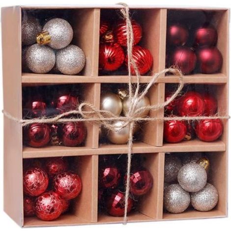 99 Boules de Noël, 3 cm, Rouge, Décorations suspendues, pour arbre de fêtes (1/4)
