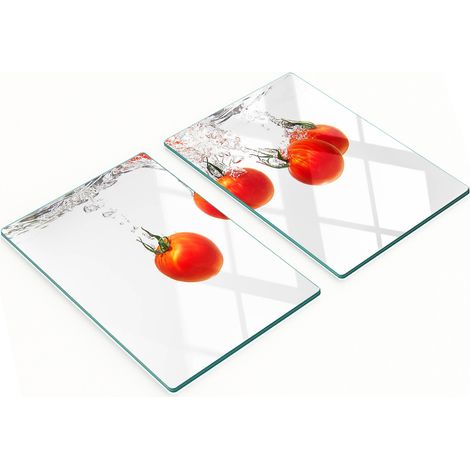 Tablas de cortar decorativas de vidrio templado para tomates, aptas para uso bajo el agua, 2x40x52 cm. (1/5)