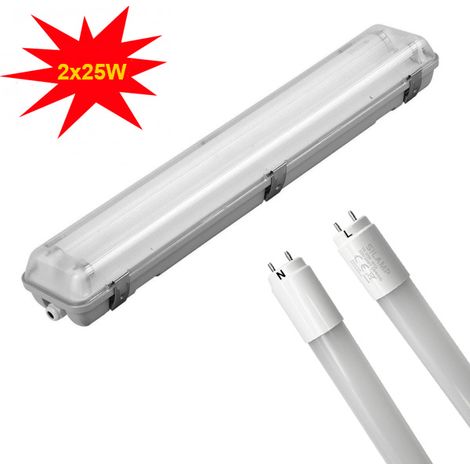 Plafoniera a tenuta stagna ip65 150cm 220v incluso di 2 tubi t8 25w opachiLuce Calda 3000k (1/5)