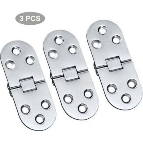 3 piezas de bisagras de aleación para mesa, acero inoxidable, abatibles, plegables, diseñadas para cajones, escritorios y máquinas de coser, color plata (1/4)