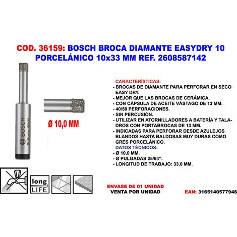 bosch broca diamante ceramicdry10 10x33mm porcelanico 2608599056