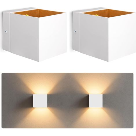Lot de 2 Applique Murale Intérieur, Aluminium Blanc Or, Double Faisceau Up Down, Ampoule G9, Salon Chambre