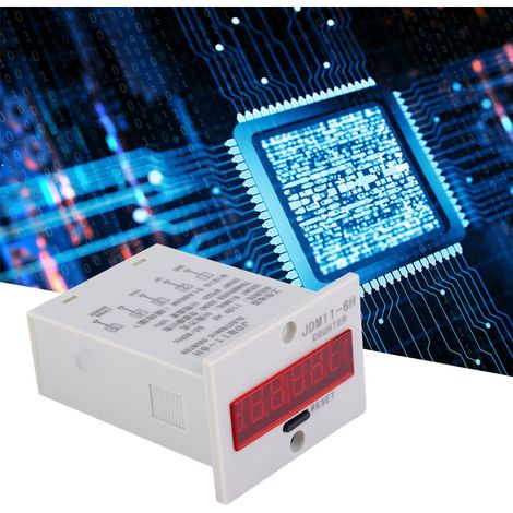 Compteur électronique JDM11-6H à 6 chiffres avec affichage numérique LED, relais et transducteur, alimentation 110 V CA. (1/5)