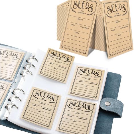 Lot de 100 enveloppes de semences - Organisateurs de rangement auto-étanches pour le jardin, idéales pour tout jardinier (bleu) (1/5)