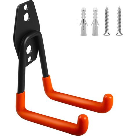 Maclean 1x Gancio per garage, Supporto da parete per garage Portagomme, attrezzi, scala, bicicletta  Gancio a muro per organizzazione, doppio gancio (1, Carico max. 70kg) MC-442 (1/5)