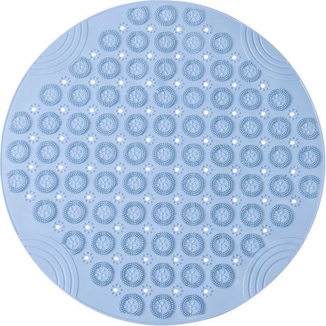 30x30cm PVC Tapis de Bain de Massage Rond Tapis Douche Antidérapant Tapis de Salle de Bain Antibactérien Tapis de Douche Lavable en Machine Tapis de Baignoire avec Trous de Drainage et Ventouses,bleu (1/4)