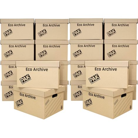 Lot de 20 boîtes de rangement en carton avec couvercles – Facile à assembler, rangement à la maison, au bureau et à la maison de déménagement, 33 litres – H 26 x l 34 x P 43 cm, (1/5)