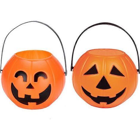 Lampe citrouille portable créative pour Halloween, seau, accessoire d'ambiance fantôme pour festival (style aléatoire)-18.00X18.00X14.00CM-Orange (1/4)