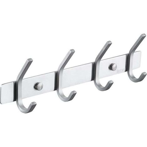 Coat Rack Coat Hanger Coat Rack Coat Hanger Stainless Steel Coat Rack Coat Hanger 4 Hooks Closet Wall Towel Holder Bathroom Brushed MUMU (1/4)