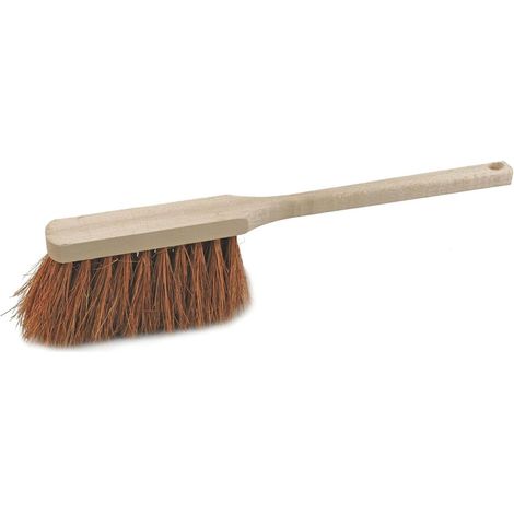 Brosse à main à long manche de haute qualité Novaliv 45 cm avec manche en bois, poils fins en noix de matériau naturel pour un nettoyage efficace,