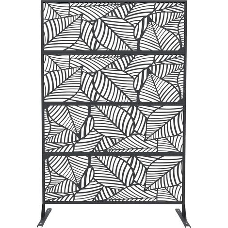 Pantalla de privacidad, diseño geométrico cortado con láser, construcción resistente a la intemperie, E-Black-Leave (1/2)